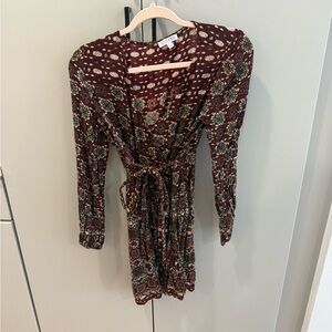 Patrons of Peace Red Long Sleeve Wrap Sundress